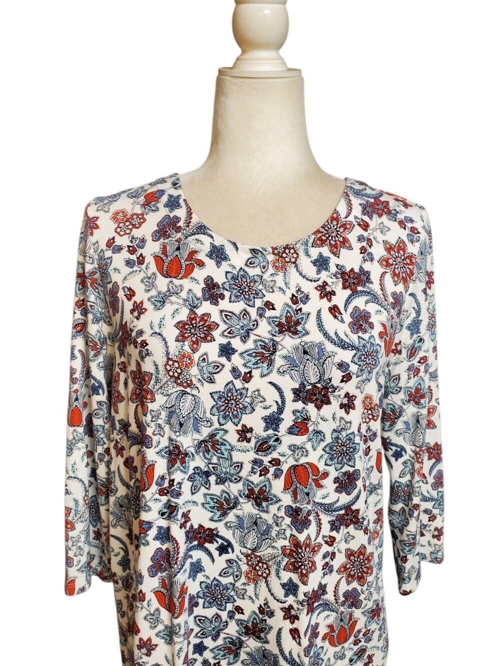 J. Jill Boho Floral Split-Back Tunic Blouse Size Small - Picture 3 of 10